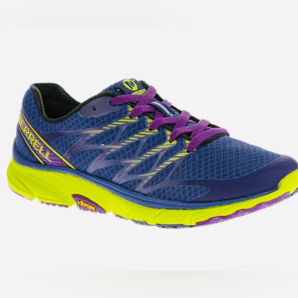 Merrell Women's Bare Access Ultra Barefoot Running Shoes Blue Lime Vibram Size 7
